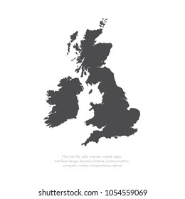 Vector map Great Britain. Isolated vector Illustration. Black on White background. EPS 10 Illustration.