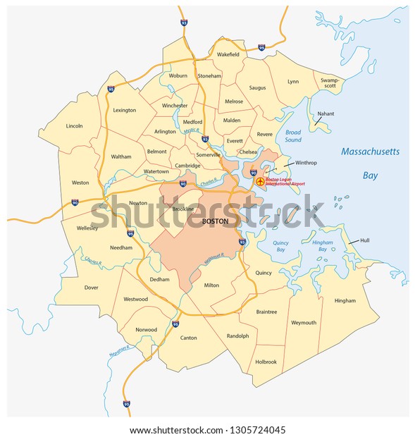 greater boston area map Vector Map Greater Boston Metropolitan Region Stock Vector greater boston area map