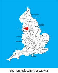 Vector map of Greater Manchester in North West England, United Kingdom with regions. England vector map. 