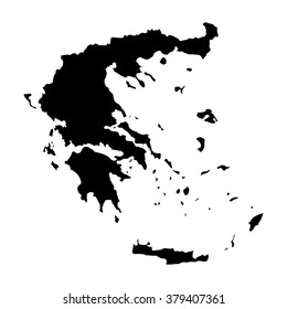 Vector map Greece. Isolated vector Illustration. Black on White background. EPS Illustration.