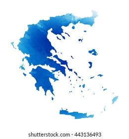 Vector map Greece. Isolated vector Illustration. Watercolor effect. EPS 10 Illustration.