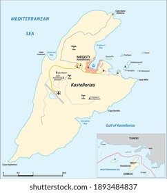 mapa vectorial de la isla mediterránea griega de Kastellorizo