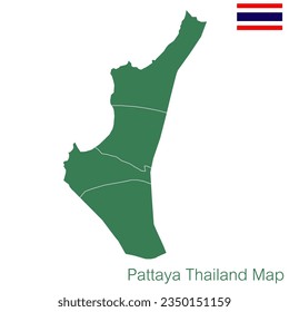 vector map The green demarcation of Pattaya City