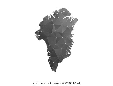 Mapa vectorial de Groenlandia. Estilo poligonal negro sobre fondo blanco.