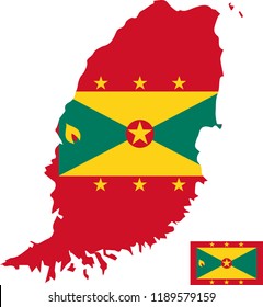 Vector map of Grenada with flag. Isolated, white background