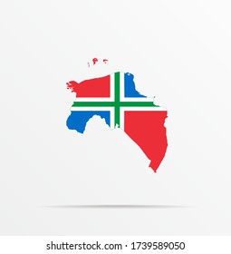 Vector map Groningen province combined with Groningen province, Netherlands flag.
