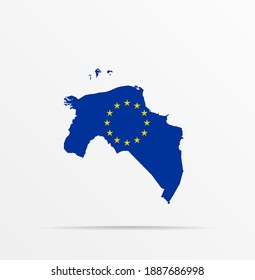 Vector map Groningen province combined with European Union (EU) flag. Abstract design vector illustration