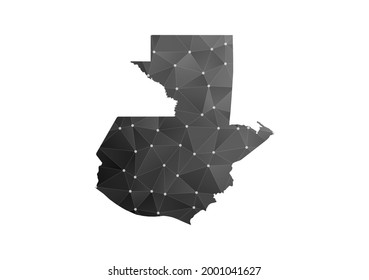 Mapa vectorial de Guatemala. Estilo poligonal negro sobre fondo blanco.