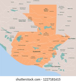 Vector map Guatemala. Isolated vector Illustration. EPS 10 Illustration.