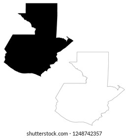 Vector map Guatemala. Isolated vector Illustration. Outline and vector. Black on White background. EPS 10 Illustration.