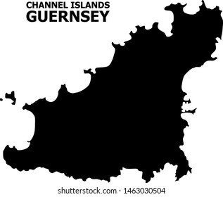 Vector Map of Guernsey Island with name. Map of Guernsey Island is isolated on a white background. Simple flat geographic map.