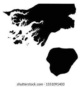 Vector map Guinea bissau and Bissau. Country and capital. Isolated vector Illustration. Black on White background. EPS 10 Illustration.