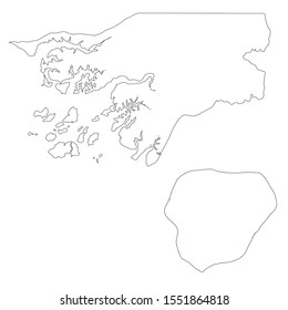 Vector map Guinea bissau and Bissau. Country and capital. Isolated vector Illustration. Outline. EPS 10 Illustration.