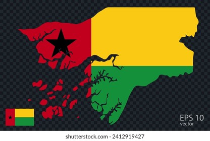 Vector map of Guinea Bissau. Vector design isolated on grey background.
