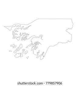 Vector map Guinea-Bissau. Isolated vector Illustration. Black on White background. EPS 10 Illustration.