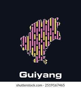 Vector map of Guiyang City, World map line Global network connection design template, suitable for your company