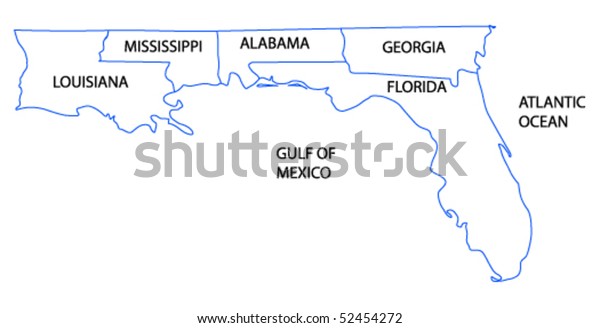 Vector Map Gulf Coast States Untied Stock Vector Royalty Free