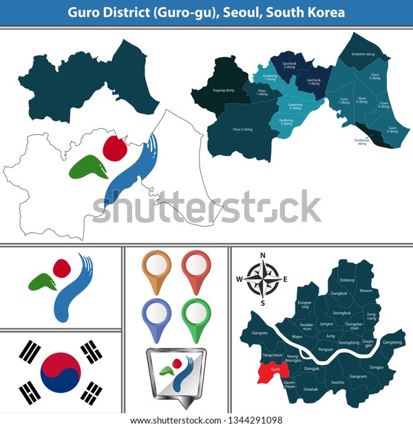 Vector Map Guro District Gu Seoul Stock Vector Royalty Free