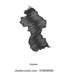 Vector map of Guyana in black shading