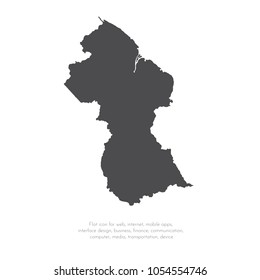 Vector map Guyana. Isolated vector Illustration. Black on White background. EPS 10 Illustration.