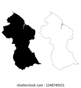 Vector map Guyana. Isolated vector Illustration. Outline and vector. Black on White background. EPS 10 Illustration.