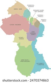 Mapa de Vector de Guyana con regiones y divisiones administrativas. Capas editables y claramente etiquetadas.