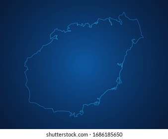 Vektorillustration-Karte der abstrakten hainischen blauen Linien auf dunklem Hintergrund.