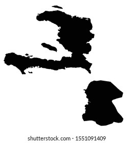 Vector map Haiti and Port au Prince. Country and capital. Isolated vector Illustration. Black on White background. EPS 10 Illustration.