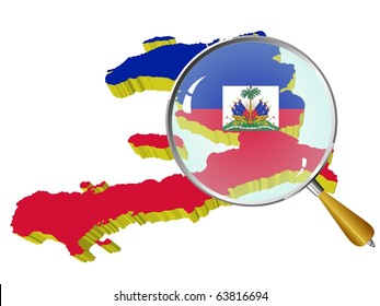 vector map of Haiti under the magnifying glass