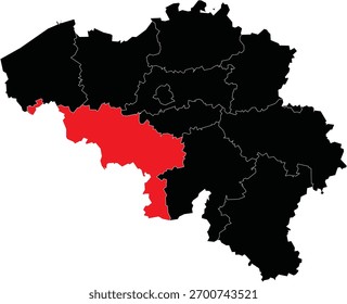Mapa vetorial da província de Halnaut na Bélgica