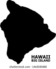 Vector Map of Hawaii Big Island with name. Map of Hawaii Big Island is isolated on a white background. Simple flat geographic map.