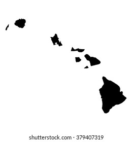 Vector map Hawaii. Isolated vector Illustration. Black on White background. EPS Illustration.