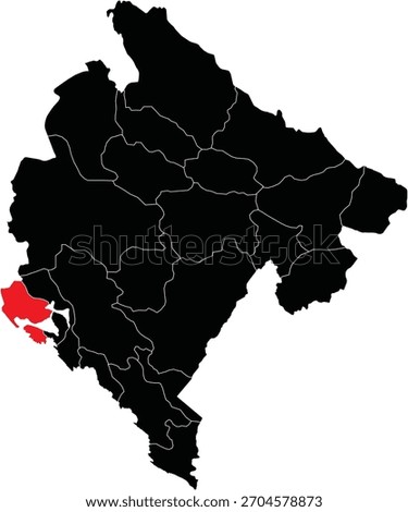 Vector Map of Herceg Novi Municipality on Montenegro Map