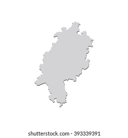 Vector map Hessen. Isolated vector Illustration. Gray on White background. With shadow. EPS 10 Illustration.