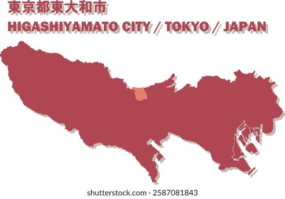 Vector Map of Higashiyamato City ,Tokyo , Japan