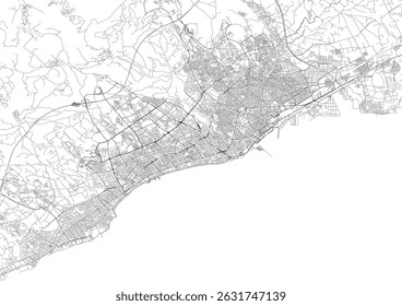 Vector map highlighting the highway network of Mersin, Turkey. Perfect for transport planning, logistics, and urban development projects.