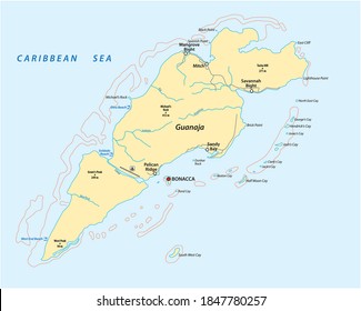  vector map of the Honduran Caribbean island of Guanaja, Honduras 
