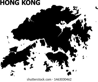 Vector Map of Hong Kong with title. Map of Hong Kong is isolated on a white background. Simple flat geographic map.