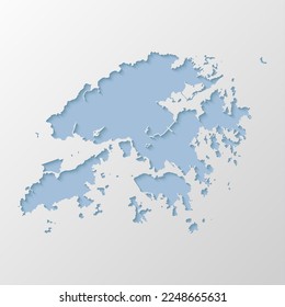 Vector map Hong-Kong with abstract inner shadow isolated on background. Template Asia country for pattern, design, illustration, backdrop. Creative paper cut map effect of the Hong-Kong