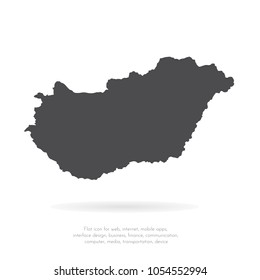 Vector map Hungary. Isolated vector Illustration. Black on White background. EPS 10 Illustration.