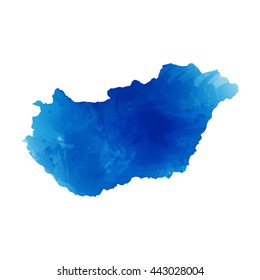 Vector map Hungary. Isolated vector Illustration. Watercolor effect. EPS 10 Illustration.