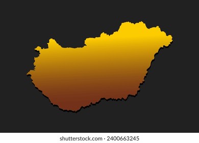 Vector map Hungary made golden style isolated on background. Template Europe creative gold metal for design, illustration, pattern, report, infographic, backdrop. Concept symbol of the map Hungary