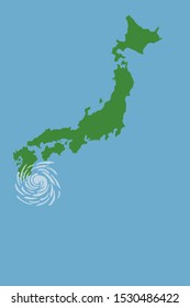 Vector map of hurricane over Japan. You can move to the right place.
