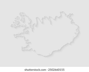 Vector map Iceland with abstract inner shadow isolated on background. Template Europe country for pattern, design, illustration, backdrop. Creative paper cut map effect of the Iceland
