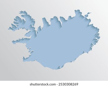 Vector map Iceland with abstract inner shadow isolated on background. Template Europe country for pattern, design, illustration, backdrop. Creative paper cut map effect of the Iceland