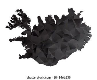 Mapa vectorial del gradiente estilo polígono negro de Islandia.
