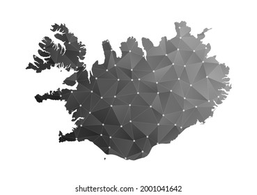 Vektorplan von Island. Schwarz-Polygonal auf weißem Hintergrund.