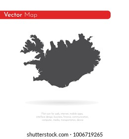Vector map Iceland. Isolated vector Illustration. Black on White background. EPS 10 Illustration.