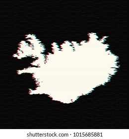 Vector map Iceland. Isolated vector Illustration. Glitch effect. EPS 10 Illustration.