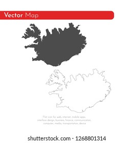 Vector map Iceland. Isolated vector Illustration. Black on White background. EPS 10 Illustration.